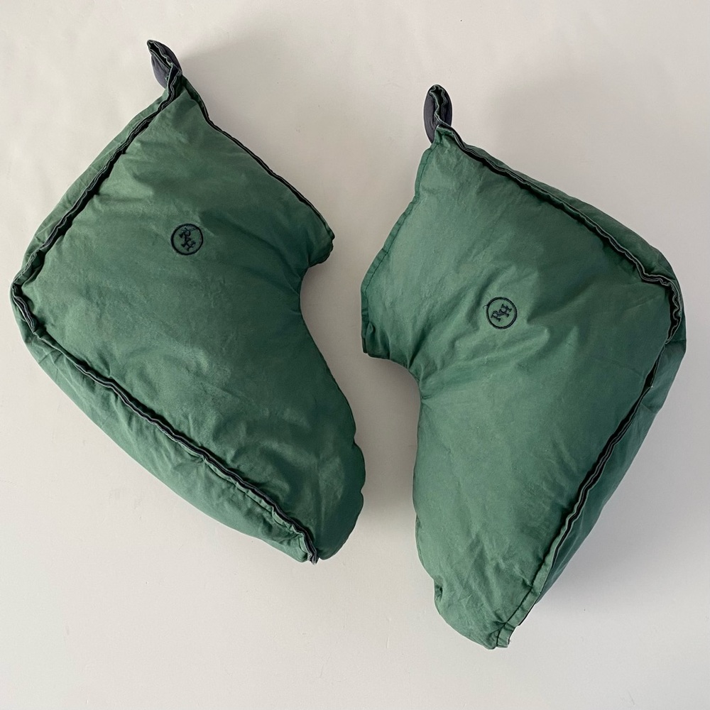 Restoration Hardware Duvet Down Slippers Reversible Green Blue Medium RH